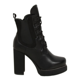 Bottines à talons larges noires DF3718 Noir