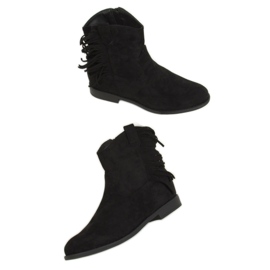 Bottines noires style bohème, noir 688-A99 Noir