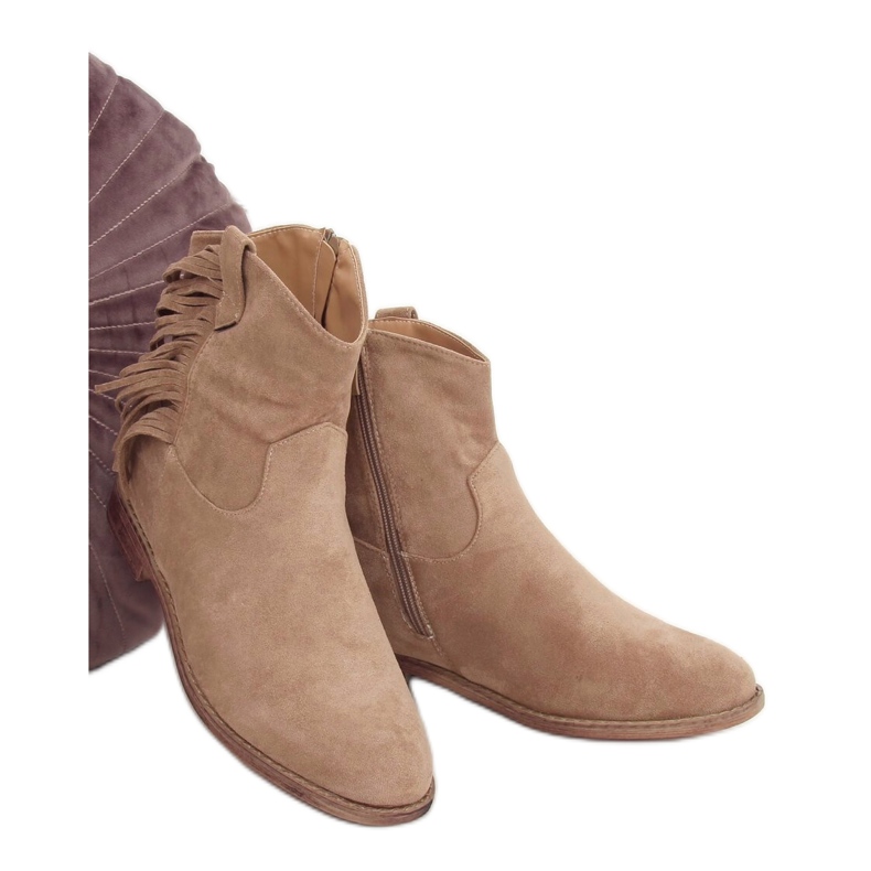 Bottines style bohème, beige 688-A99 Kaki