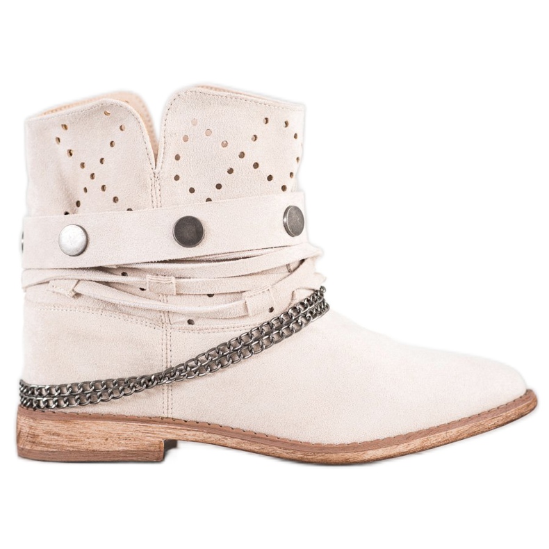 Bella Paris Bottes à rayures décoratives beige