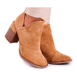 MSMG Bottines à Talons Femme Coupe Camel Meliori brun