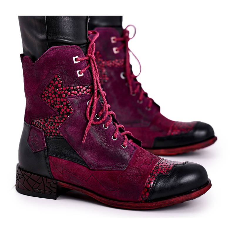 Bottes Chaudes En Cuir Femme Maciejka Violet 04625-23 rouge multicolore