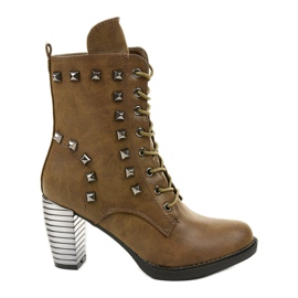 Bottes kaki sur le poteau en éco-cuir F117 vert
