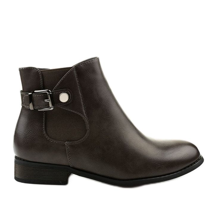 Bottines plates grises avec élastique et fermeture éclair 20Y8035-1 Bottines plates grises avec élastique et fermeture éclair 20Y8035-1