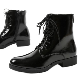 Bottes de travail femme en cuir verni noir A8316 / B le noir Bottes de travail femme en cuir verni noir A8316 / B le noir