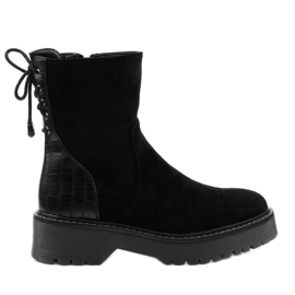 Bottines noires façon daim avec fermeture éclair Nemororia le noir