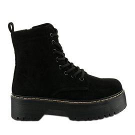 Bottines noires à lacets en daim Cataela le noir
