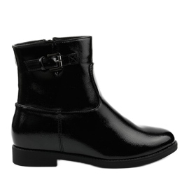 Bottes isolées noires avec un coin laqué verni caché Valentina