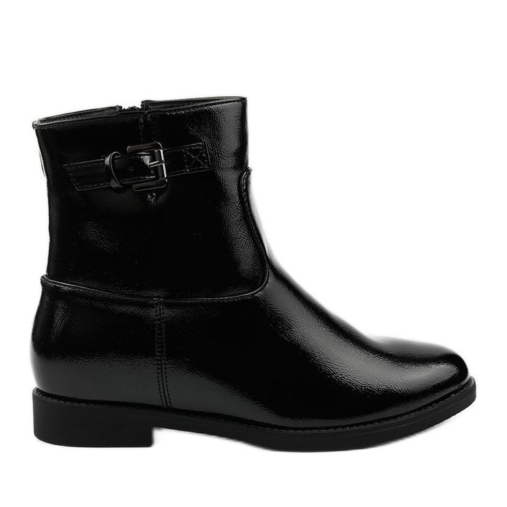 Bottes isolées noires avec un coin laqué verni caché Valentina le noir