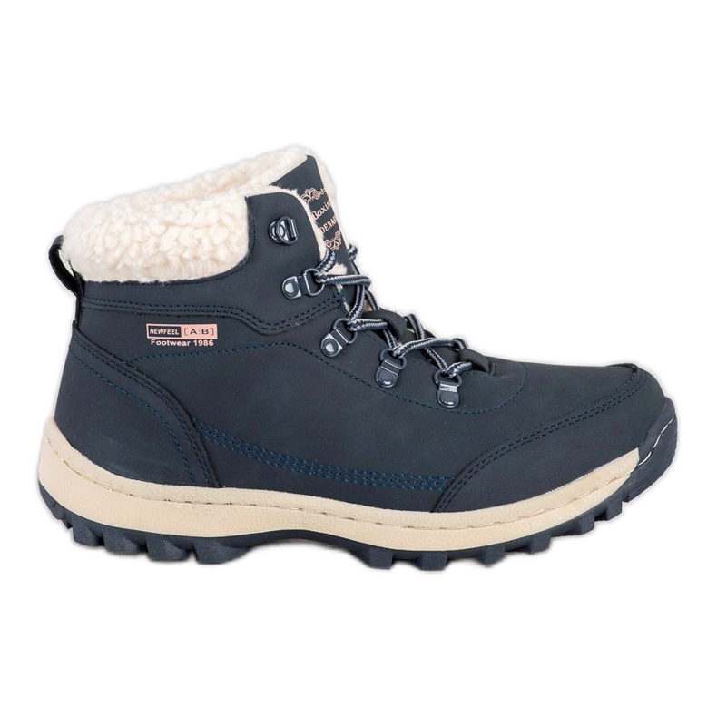 Ax Boxing Chaussures de trekking avec peau de mouton bleu marin Ax Boxing Chaussures de trekking avec peau de mouton bleu marin