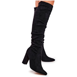 Bottines Femme Talon Daim Noir Pomestro le noir