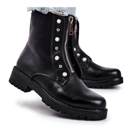 Bottes chaudes Black Hypnotized pour femmes avec fermeture éclair à l'avant le noir
