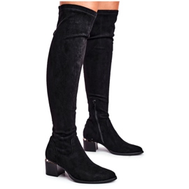 Bottes hautes pour femmes en daim écologique noir Can't Stop