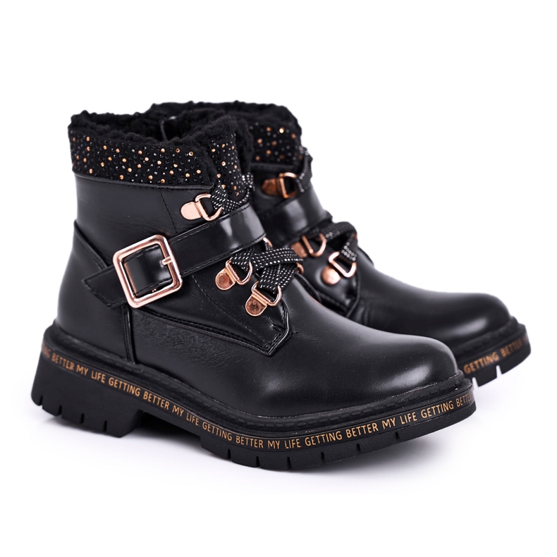 Bottines pour enfants Black Rhythm avec peau de mouton le noir