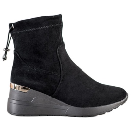 Camo Bottes compensées en daim noir