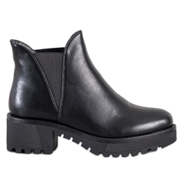 Super Mode Bottines à enfiler en cuir écologique noir
