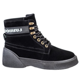 Weide Bottines nouées à la mode noir