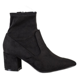 SHELOVET Bottines à talons en daim noir
