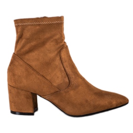SHELOVET Bottines à talons en daim brun