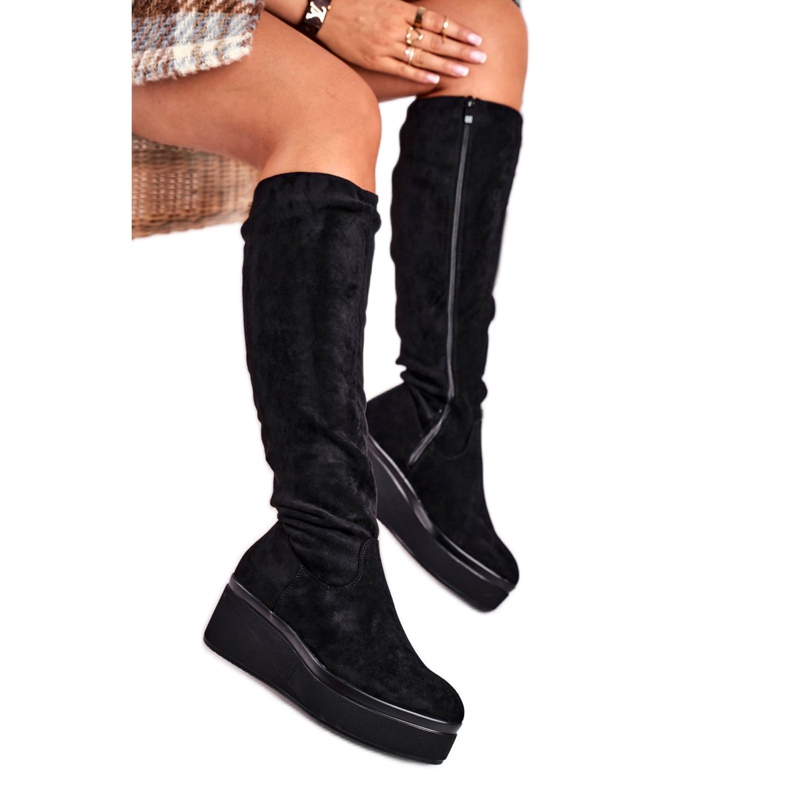 Boots femme Sergio Leone sur la plateforme noir KZ732 le noir