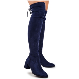 Boots femme Sergio Leone lycra bleu marine KZ281