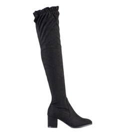 SHELOVET Bottes hautes en daim le noir