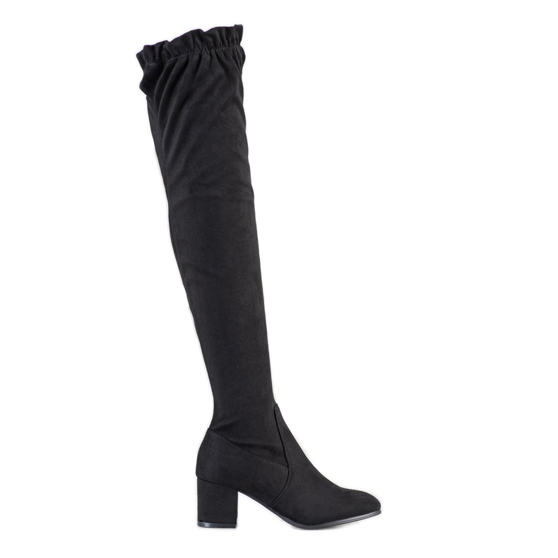 SHELOVET Bottes hautes en daim le noir