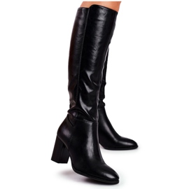 Bottes hautes pour femmes Sergio Leone noir KZ278