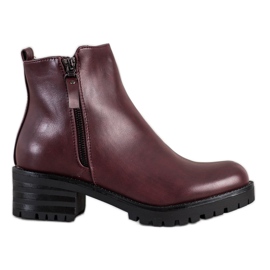 Ideal Shoes Bottes bordeaux confortables rouge multicolore