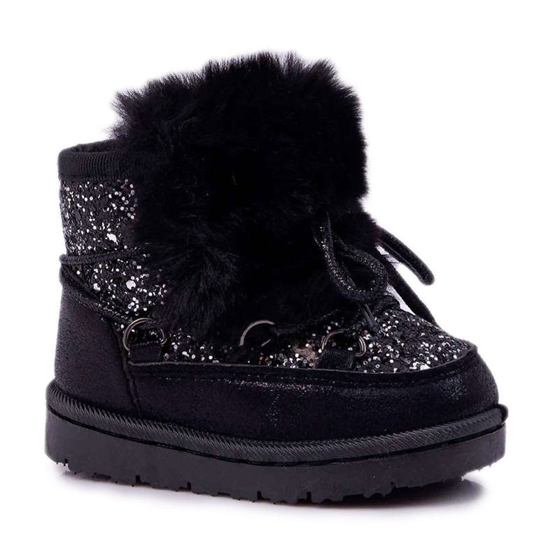 FRROCK Bottes De Neige Enfant Avec Fourrure Noir Minnie Mouse le noir argent