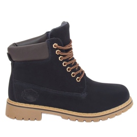 Bottines bois isolées bleu marine femme B175-22 NAVY / CAMEL Bottines bois isolées bleu marine femme B175-22 NAVY / CAMEL