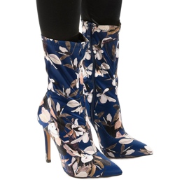 Bottines bleu marine avec une chaussette Santana multicolore