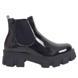 Chelsea boots laquées noires NC1086 Noir