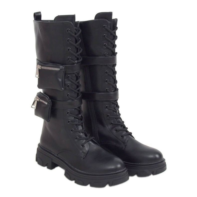 Bottes noires avec pochettes RQ345 Noir le noir