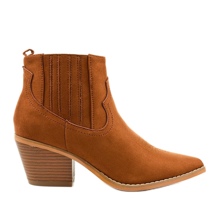 Bottes de cowboy en daim camel d'Elirea brun jaune