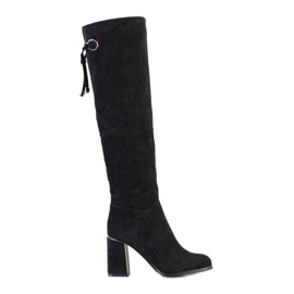 Goodin Bottes en daim élégantes le noir