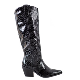 Seastar Bottes de cowboy à imprimé serpent noir