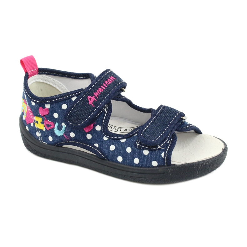 American Club Chaussons, sandales, chaussures américaines pour enfants, semelle intérieure en cuir bleu marin rose