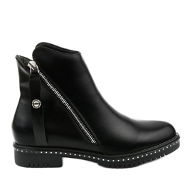 Bottines noires pour femmes avec fermeture éclair, Nonarila