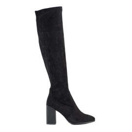 Goodin Bottes en daim au-dessus du genou noir
