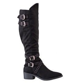 SHELOVET Bottes noires à boucles
