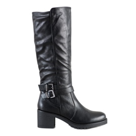 Flyfor Bottes hautes confortables avec une boucle le noir Flyfor Bottes hautes confortables avec une boucle le noir