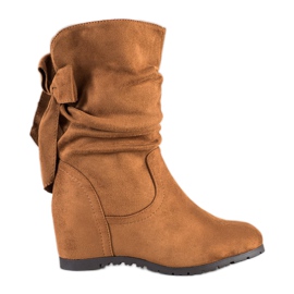 SHELOVET Bottes hautes compensées brun