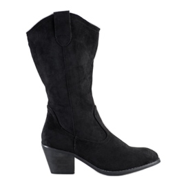 SHELOVET Bottes de cowboy en daim le noir