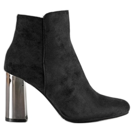 Janessa Bottes à talon argenté noir