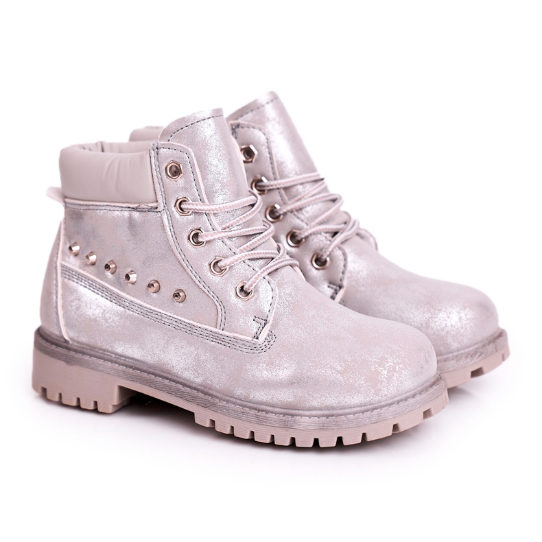 MSMG Bottines Chaudes Enfant à Clous Silver Gonzo argent