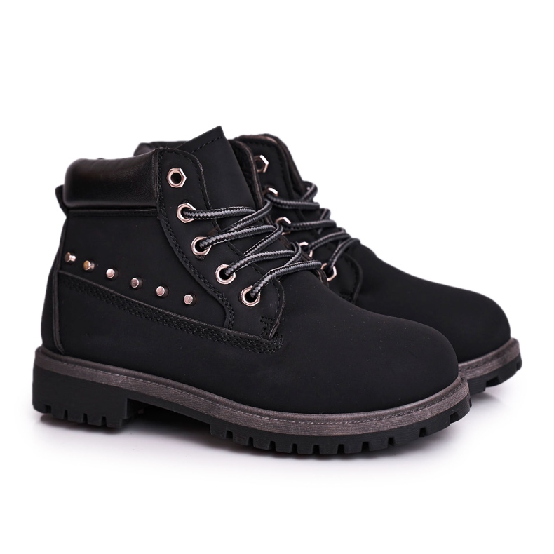 MSMG Bottes Gonzo chaudes noires pour enfants avec clous le noir