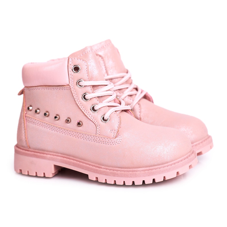 MSMG Bottines Chaudes Enfant à Clous Rose Gonzo