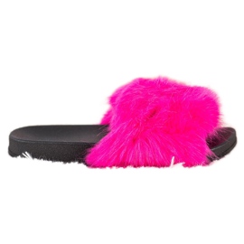 SHELOVET Pantoufles De Fourrure Confortables rose