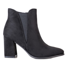 Lovery Bottines en daim avec fermeture éclair noir